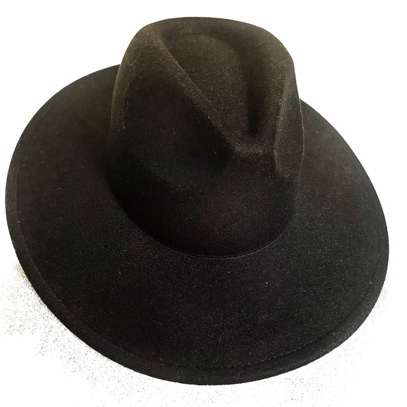 Wide Brim Faux Wool Fedora Hat - Picture 4 of 4